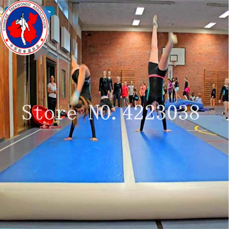 Gratis Verzending 12x3x0.3 m Blauw Opblaasbare Gymnastiek Matras Gym Tumble Airtrack Floor Tumbling Air Track te koop Met Gratis Pomp