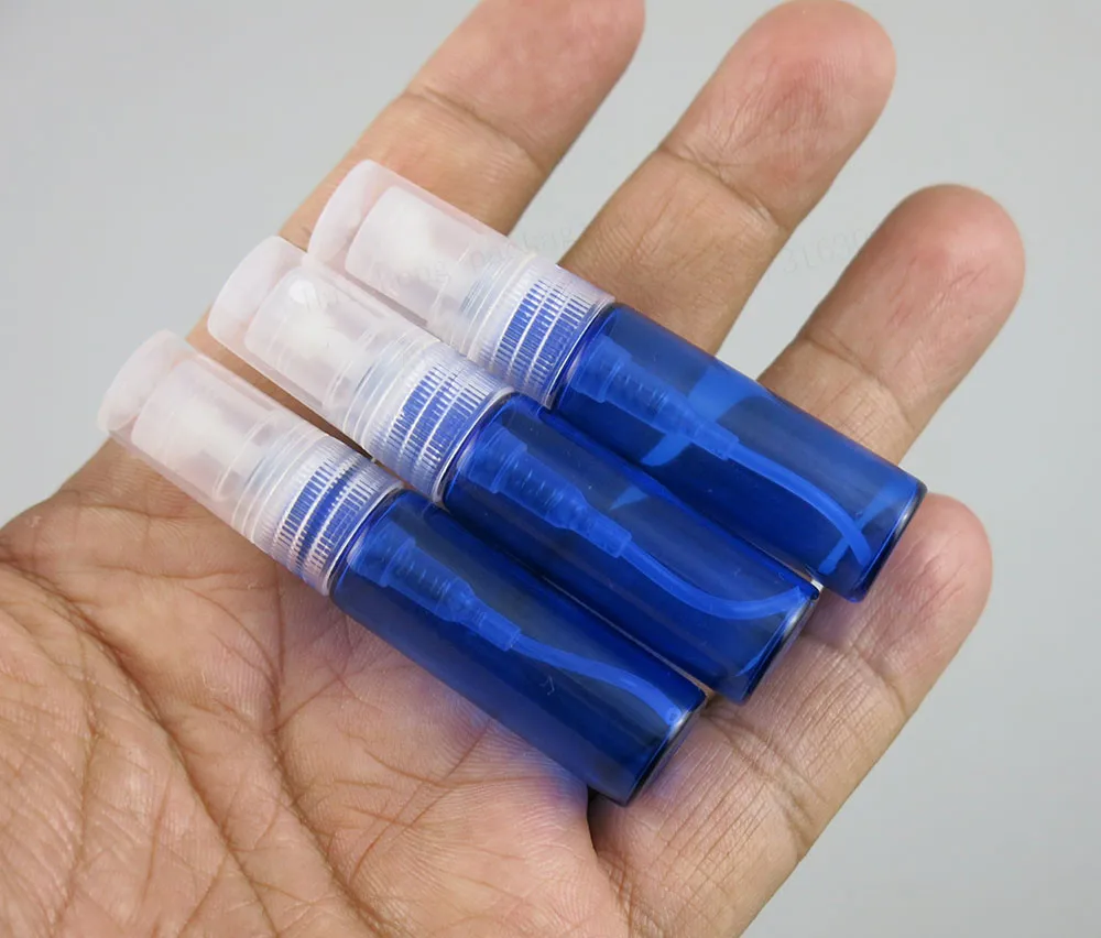 100 X 4ml Refillable Blue Glass Mist Finger Sprayer Bottle 4cc Fragrance Containers Packaging Parfum Vials