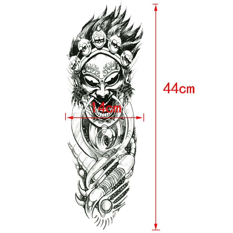 Robot devil Temporary Tattoos Full arm Tatto Art body paint  Tattoo Sticker fake tattoo sleeves Black death skull tattoo for man