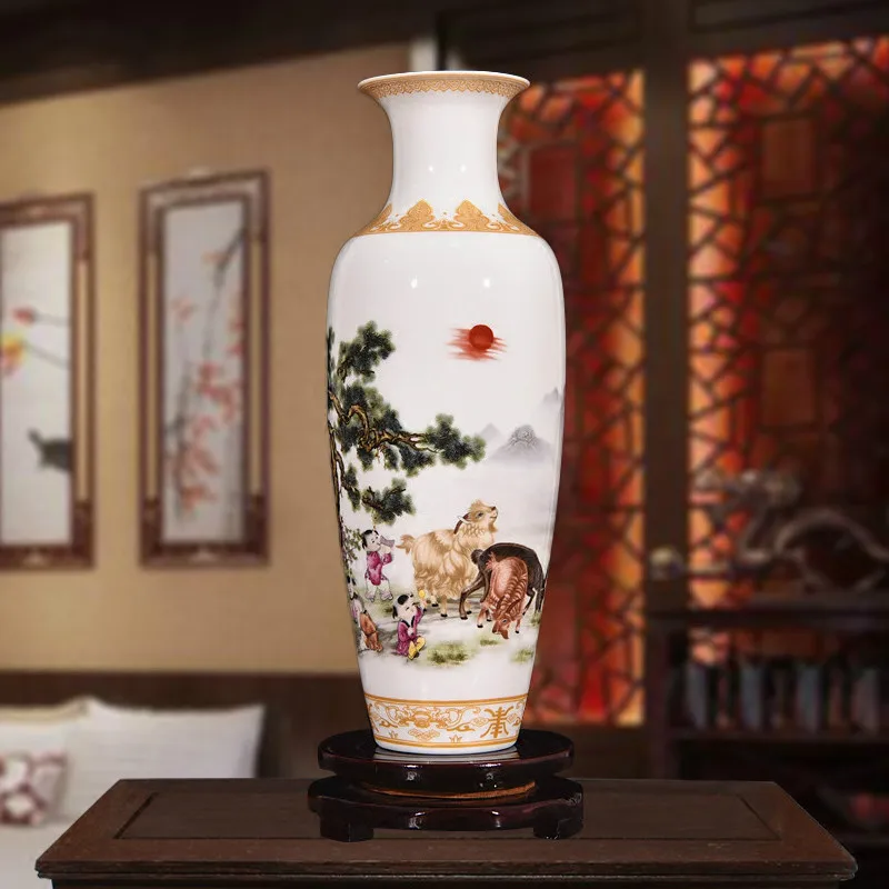 New Chinese Style Classical Porcelain Vase Home Decoration Jingdezhen Handmade High White Clay Ceramic Vases For Flowers