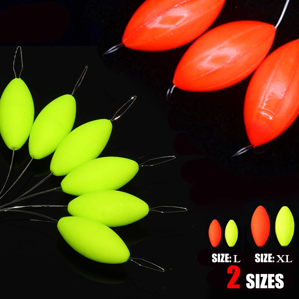 1Group  6PCS/3pcs Oval Mini Fishing Float Bobber Rig MakingFloating Beans Red/Yellow Striking Beads With Hole No Stopper