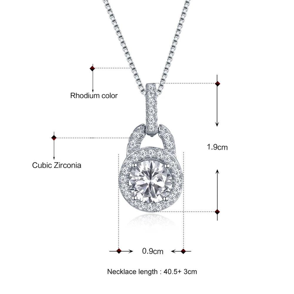 Elegant round big stone sterling silver pendant necklace great statement jewelry white suspension best gift charm 925 pendants