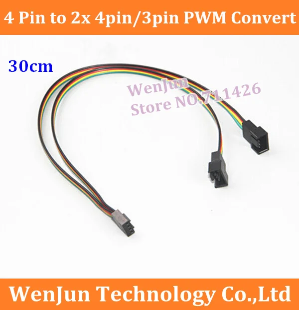 

High Quality Colorful wire 4p PC Cooling Fan 4 Pin to 2x 4pin/3pin PWM Convert Connector Extension Cable 30cm / 50cm