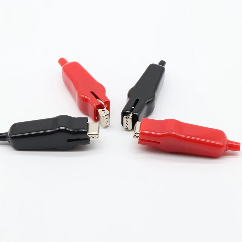 2 PCS Sheathed Alligator Clips Electrical DIY Test Leads Alligator Double-Ended Crocodile Clips Roach Electrical Jumper Wire