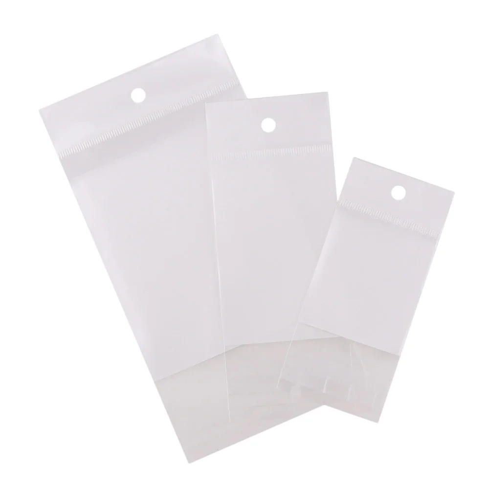 100pc/lot White/Clear Self Seal Zipper Plastic Retail Packaging Pack Poly Bag Ziplock Zip Lock Storage Bag Package Hang Hole