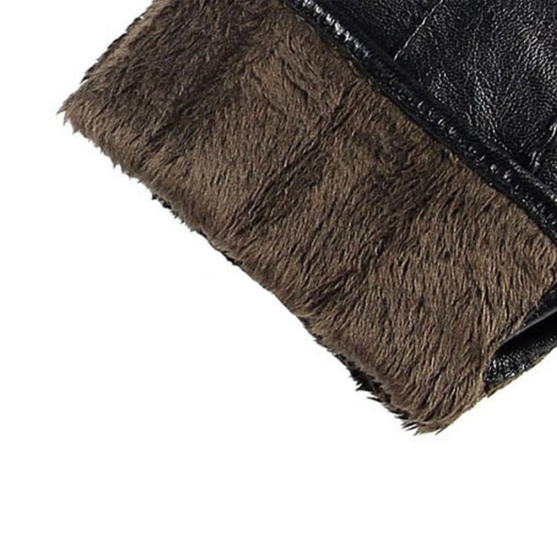 Real Leather Gloves Female High Quality Ladies Elegant Lambskin Autumn Winter Thermal Plushed Lined Women Driving Gloves L085