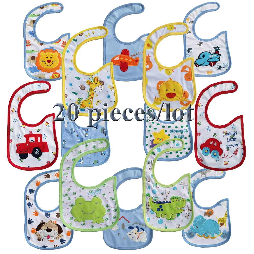 

20pcs Baby Bibs Bandana 100% cotton High Quality Babadores burp saliva towel cartoon Boys Girls accessories clothing