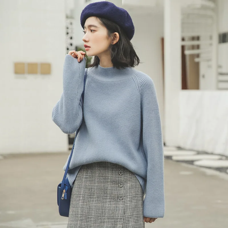 

Korean Loose Sweater Women Turtleneck Solid Color Long Sleeve Pullover Student Girl Autumn Winter Warm Casual Jumper Tops H9395