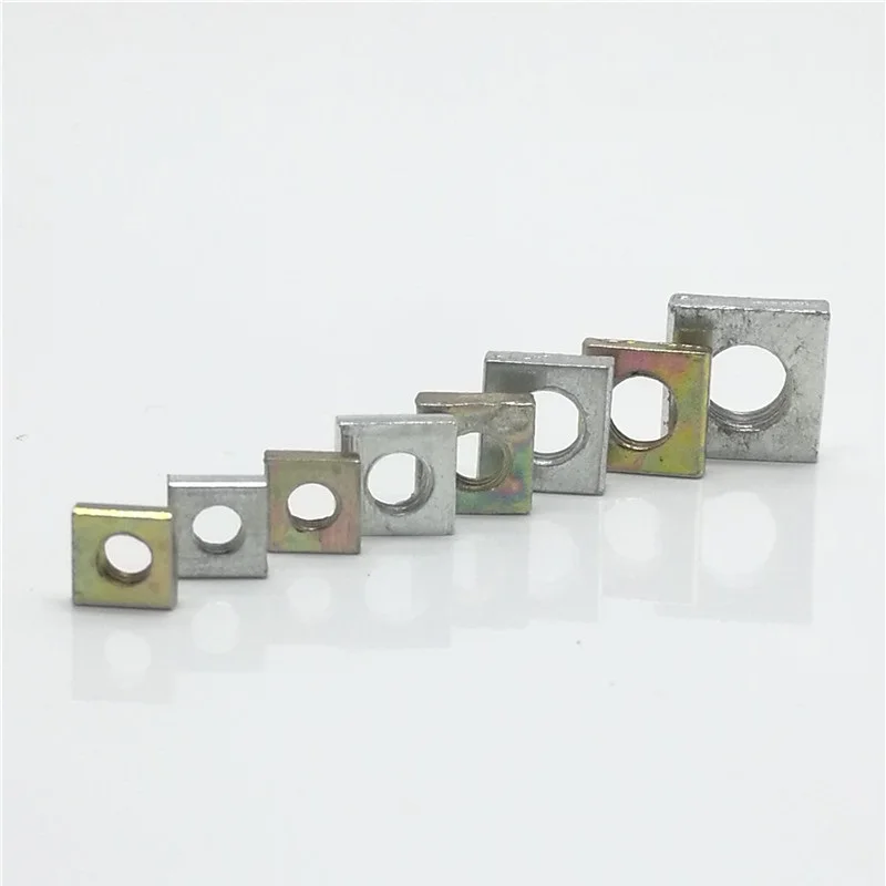 20-50 Uds tuerca cuadrada delgada DIN562 M2.5 M3 M4 M5 M6 tuercas cuadradas chapadas en Zinc de Color