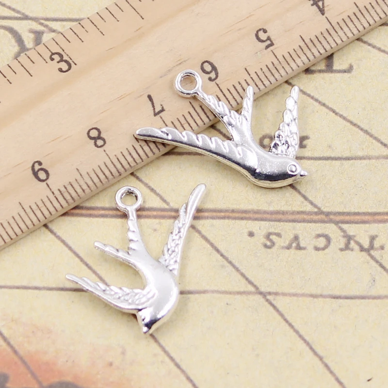 10pcs Charms Flying Swallow Bird 26x25mm Tibetan Silver Color Pendants Antique Jewelry Making DIY Handmade Craft