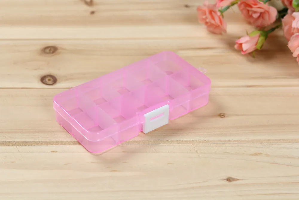 1PC 4 Color 10 grip transparent PP plastic storage jewelry box clear jewel case box J0656