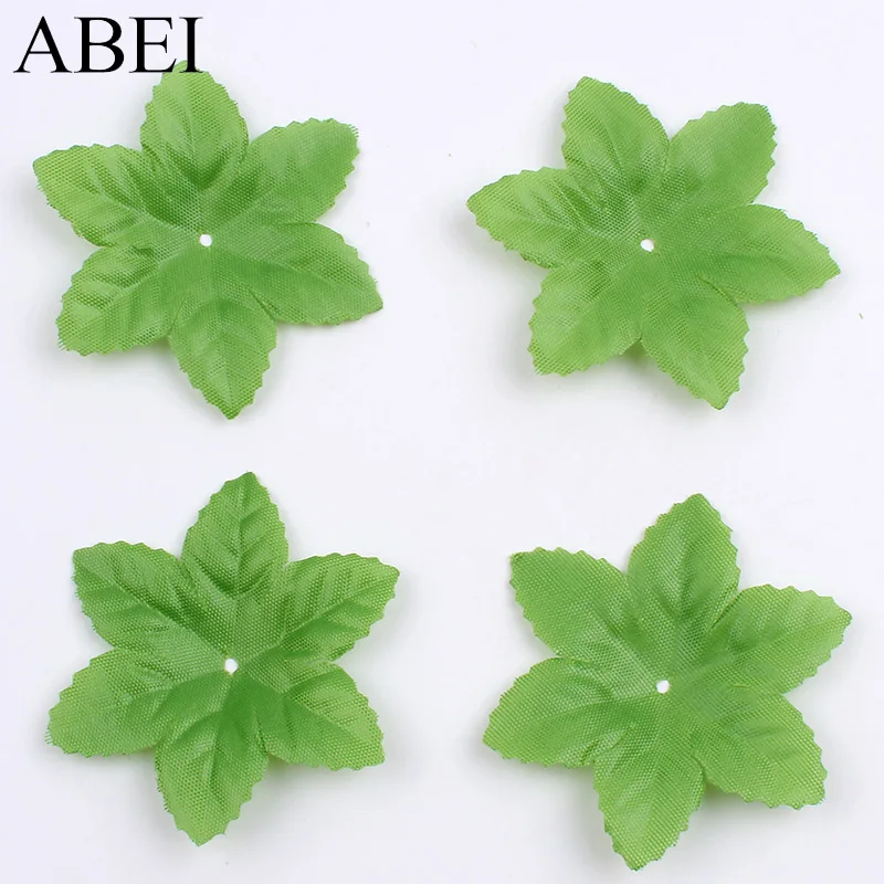 100pcs/lot Green Flower Leaf Artificial Silk Leaves For Wedding Party Home Decoration DIY Christmas Wreath Garland Fake Leaf