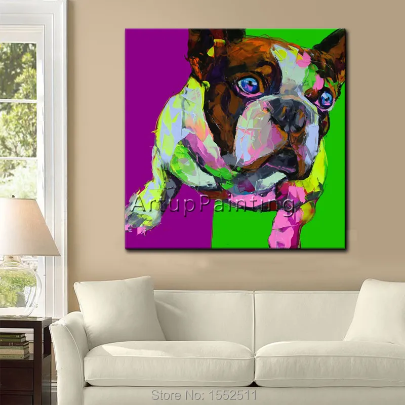 

Pop art dog Pets on canvas modern abstract oil painting handmade oil painting Animal Pop Art Home Decor Living Room