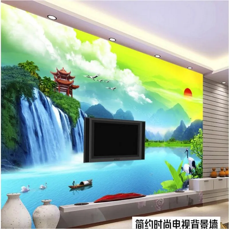 wellyu Custom large - scale murals Guilin scenery landscape waterfalls Lijiang River Qingyun TV background wall  wallpaper