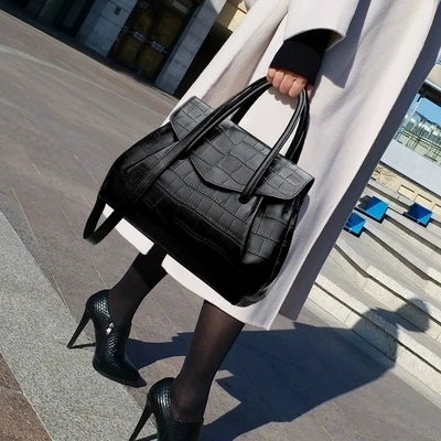 NEW High quality Brand Designer Handle Tote Women Bag Crocodile Handbag Vintage Large Shoulder Messenger Bag Brand Bag Female