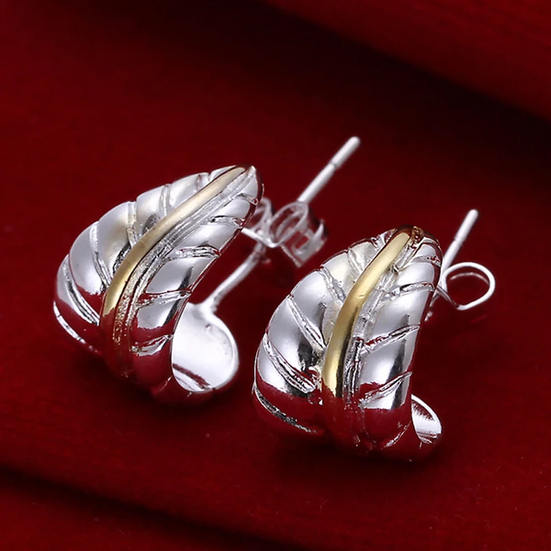 

High Qualtiy 925 Silver Color Feather Hook Stud Earrings for Women Luxury Silver Jewelry Gift