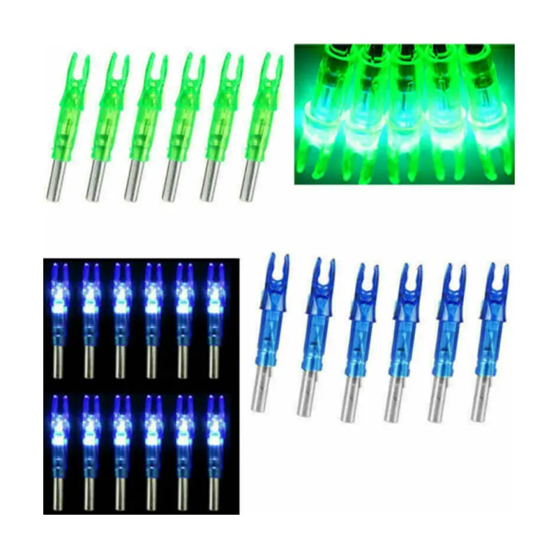 6pcsHunting ID6.2mm LED Lighted Archery Arrow Nock LED Glowing Arrow Nocks Crossbow Compound & Recurve Bow