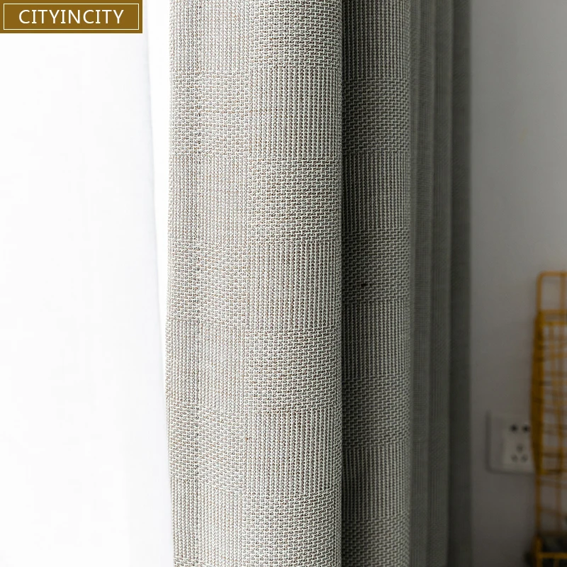 

CITYINCITY thick lattice Solid Curtain For bedroom Home Decor dim-out Drape Faux linen Curtains for living room Customized