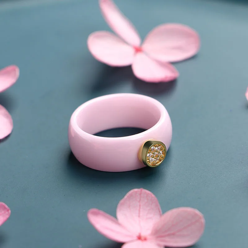 Healthy Rings for Women Genuine Ceramic Gold Rose Gold Crystal  Ring Romantic Wedding Engagement Never Lose Color Jewelry