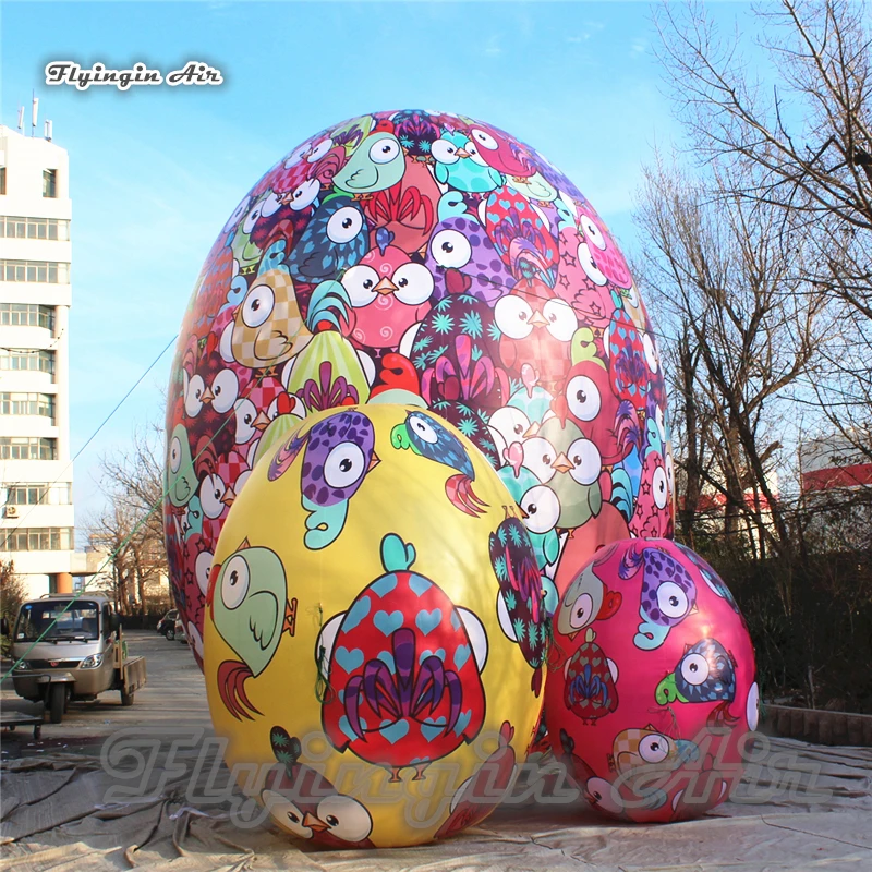 Customized Huge Inflatable Easter Egg Balloon Painted Air Blow Up Colorful Egg For Outdoor Park Decoration