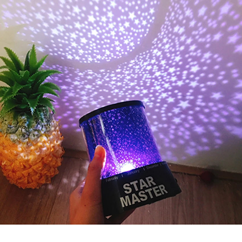 Luz conduzida da noite projetor céu estrelado estrela lua appy aniversário mestre crianças bebê sono colorido lâmpada de projeção luzes