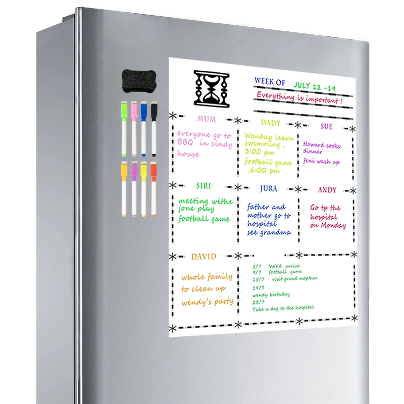 Magnetic Dry Erase Boards Refrigerator Dry Erase Whiteboard Flexible Magnet Board Fridge Board Weekly Planner MagnetiCalendar