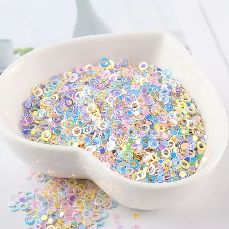 Mix Macaroon Colors 10g/Lot 3mm Ring Dot Shape Nail Sequins DIY Nails Glitter Paillettes Sequin For Slime Craft High Quality