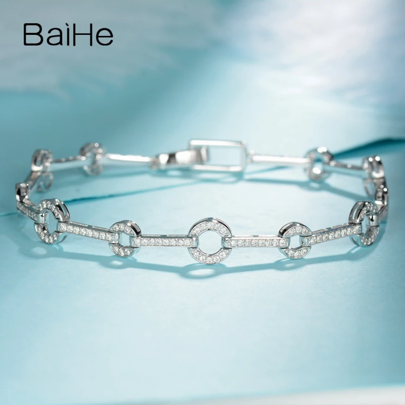 

BAIHE Solid 14K White Gold 0.73ct H/SI Natural Diamond Bracelet Women Men Fine Jewelry Making Pulsera de diamantes 다이아몬드 팔찌