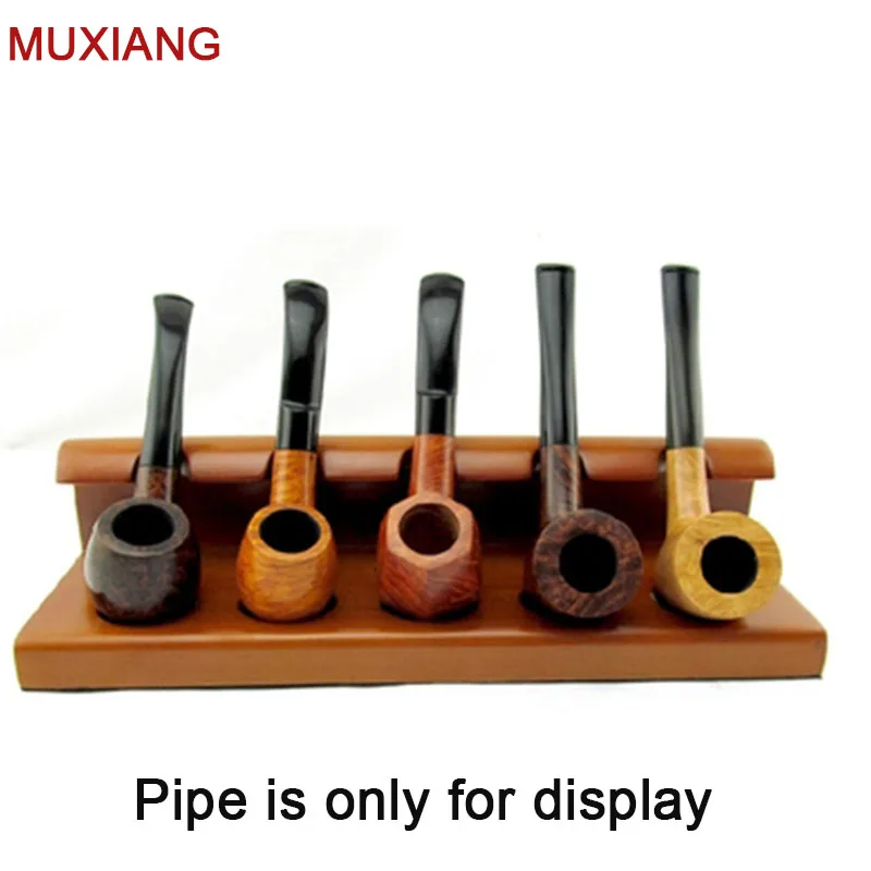 MUXIANG Pipe Accessories Solid Wood One-pieces Vertical Type 5 Pipe Racks Wooden Smoking Pipe Types Stands Holder  fa0004-54