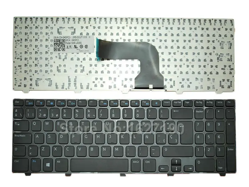 

Spanish Laptop Keyboard for DELL Inspiron 15 3521 15R 5521 2521 GLOSSY FRAME BLACK Win8 PN:NSK-LA00S SP Notebook Keyboards