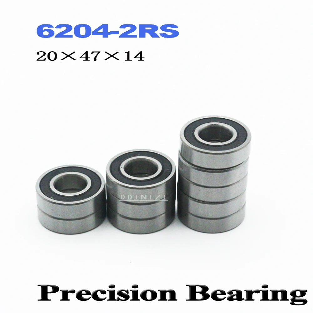 6204RS Bearing ABEC-3 20x47x14 mm Deep Groove 6204-2RS Ball Bearings 6204RZ 180204 RZ RS 6204  (2 PCS) 2RS EMQ Quality