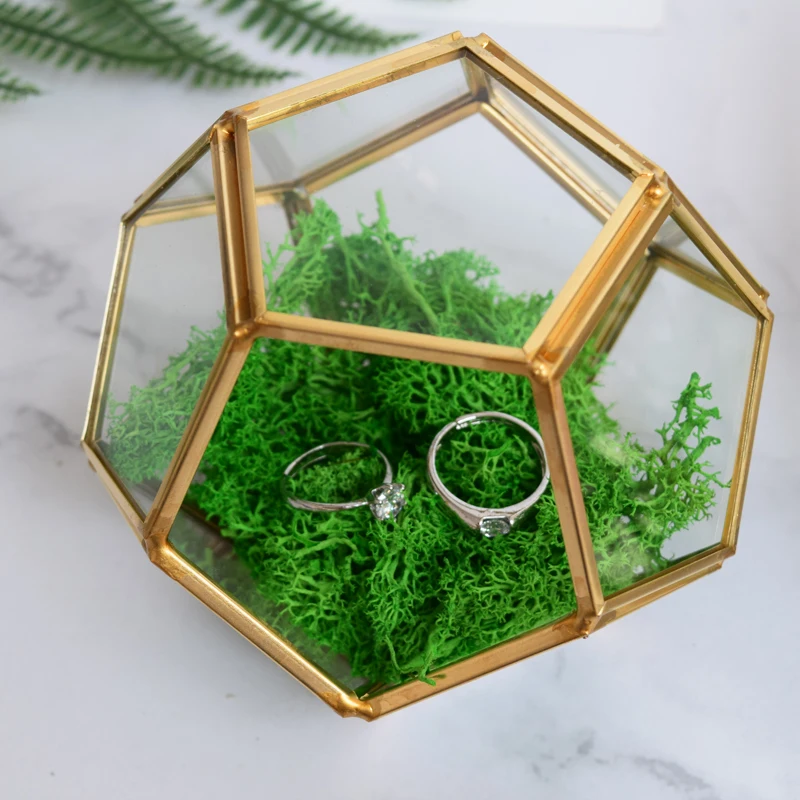 Nieregularne szklane geometryczne doniczka na sukulenty wazon Terrarium pojemnik pudełko DIY biżuteria poduszka na obrączki na dekoracje ślubne