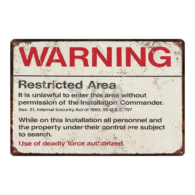 Area 51 Warninng No Trespassing  Retro Metal Sign  Wall kitchen  Home Art Vintage Decor Metal Poster 30X20CM DU-2853