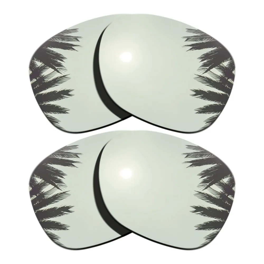 

(Silver Mirrored Coating+Silver Mirrored Coating) 2-Pairs Polarized Replacement Lenses for Garage Rock 100% UVA & UVB Protection