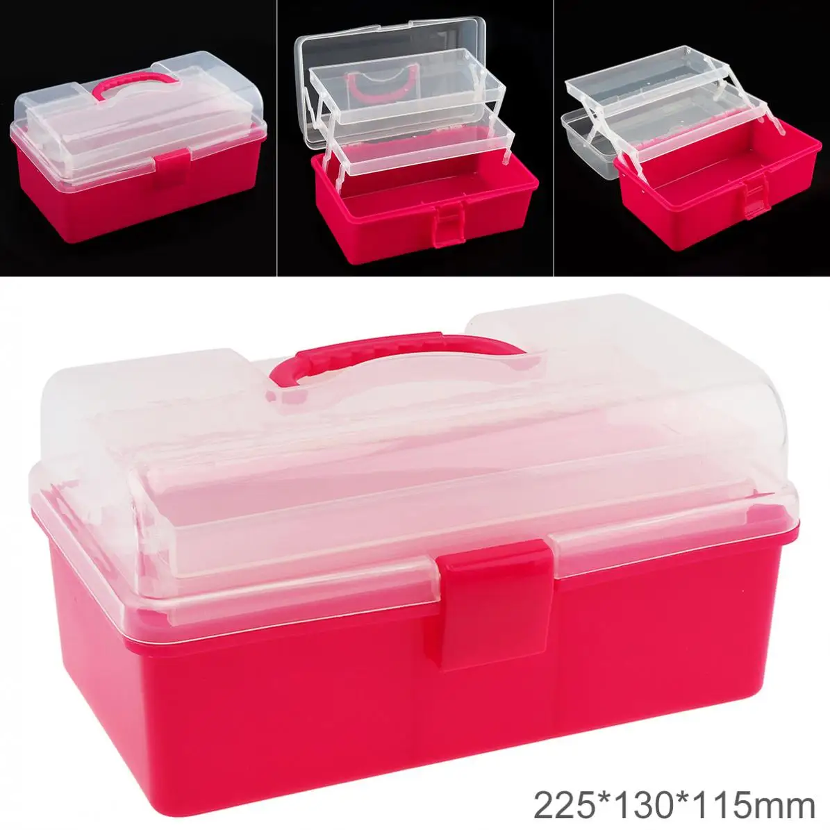 9 Inch PP Portable Multifunctional Three-layer Tool Storage Box with 225mm Length and 130mm Width for Hardware Accessories