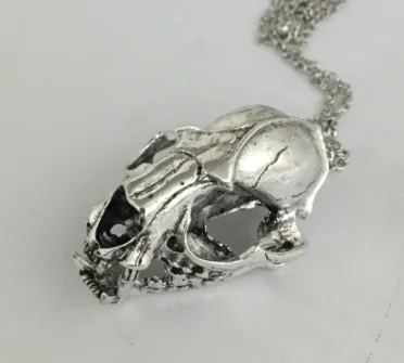 Punk Smilodon Necklace La Brea Tar Pits Saber 3D Toothed Tiger Cranium Skull Pendant Fashion Charm Dinosaur Jewelry