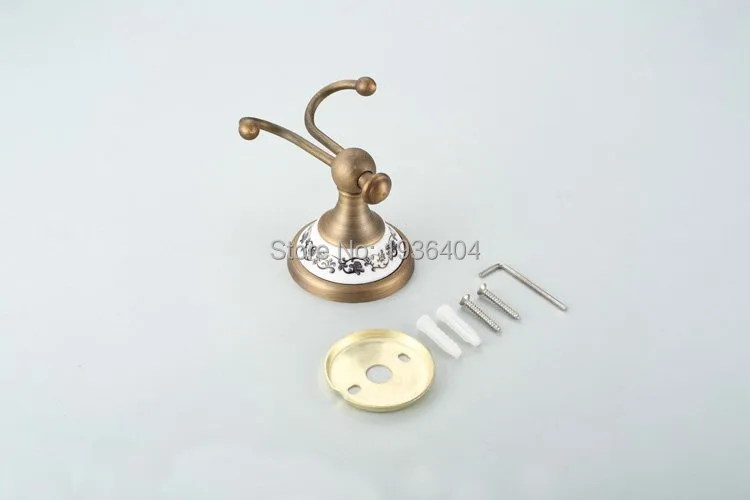 Antique Brass Clothes Hooks Wall Mounted with  Porcelain towel rack clothes hook Bathroom Accessories Robe Hooks H001