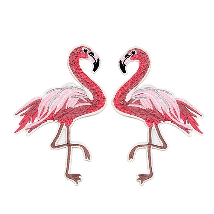 1pcs Flamingo Birds Embroidered Patches Large Size for Clothes Ironing Sew Appliques for Jackets Bag Shoes Sticker Badges cp1591