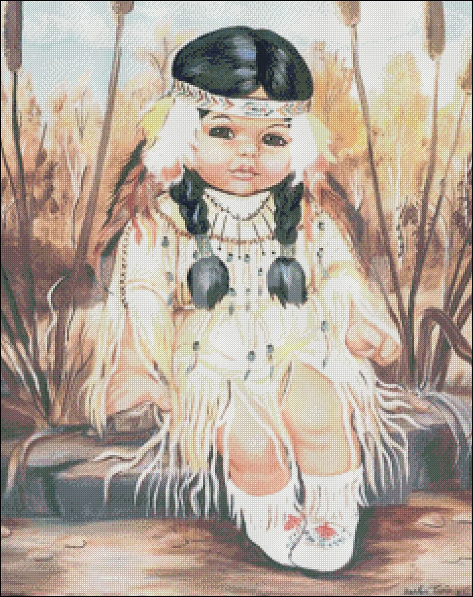 The Cherokee Child - Zestawy do haftu krzyżykowego, ręcznie robione robótki DIY do haftu, 14-karatowe zestawy do haftu krzyżykowego, kolor DMC 8