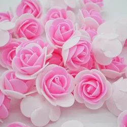 Flores artificiales de espuma de PE, cabeza de flor de rosas, decoración del hogar para álbum de recortes, caja de regalo, guirnalda DIY, 50 unidades por lote