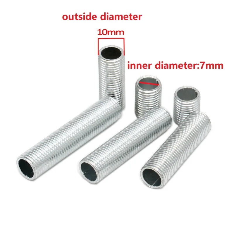 10 Pieces M10 Metal Full Threaded Tube Zinc Connecting Screw Pipe Nipple Joint For DIY Lighting Accessories