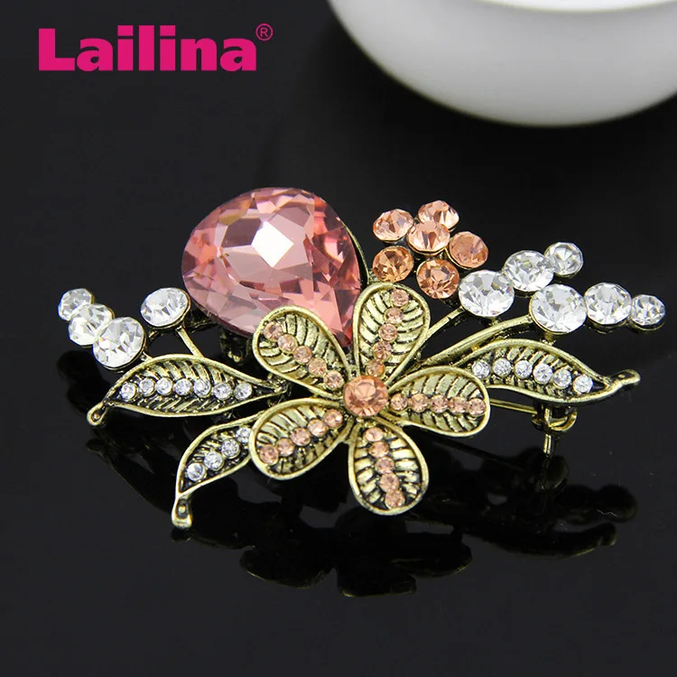 

Rose Flower Brooch Garment Accessories Wedding Bridal Jewelry Crystal Brooches for Men /Women