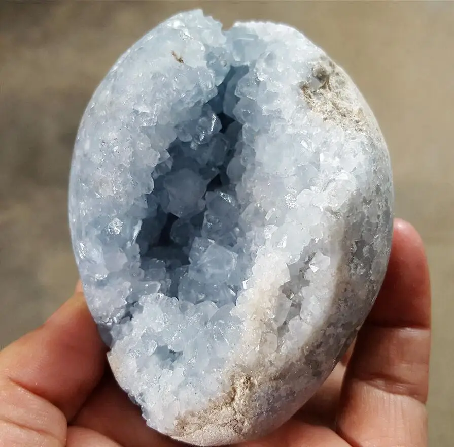 Natural Crystal Sparkling Blue Celestite Geode Mineral Specimen