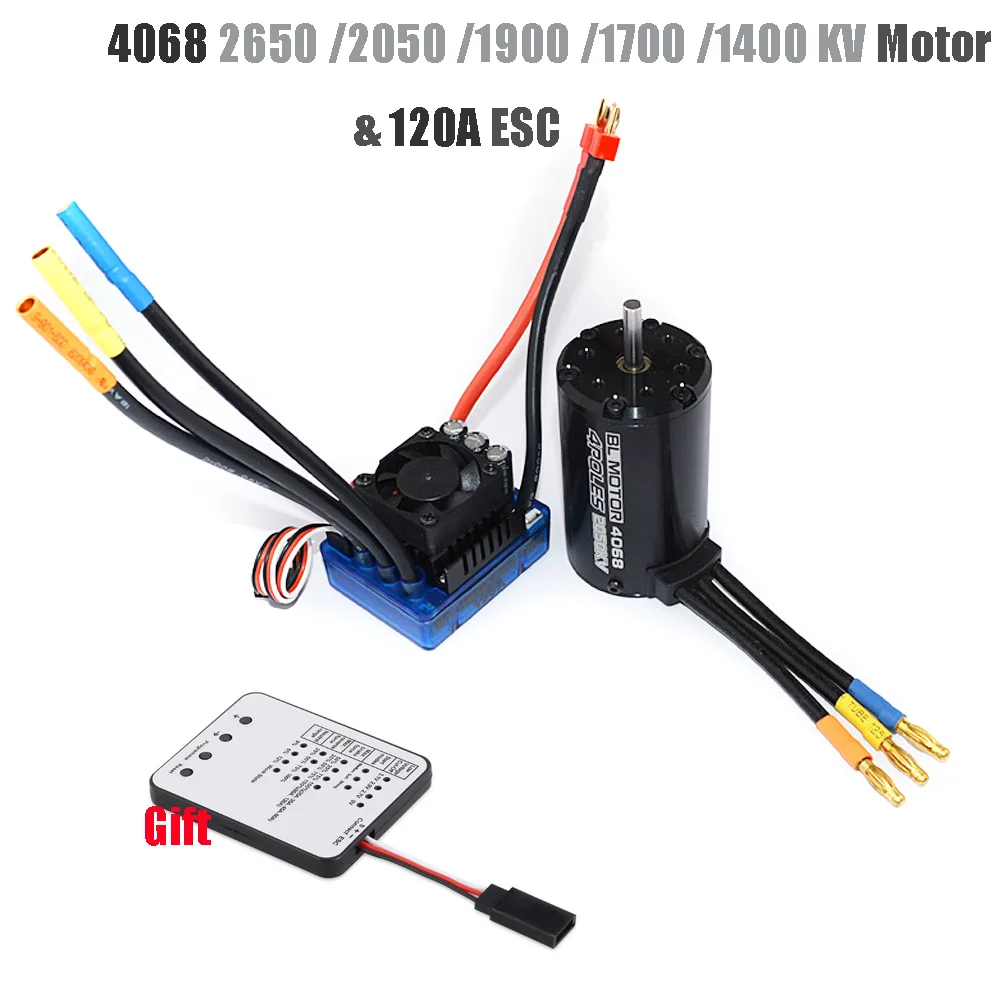 

Rc Brushless Waterproof Sensorless Motor 4068 2050KV 2650KV 1900KV 1700KV 1400KV with 120A ESC For 1/8 Cars RC Car Parts