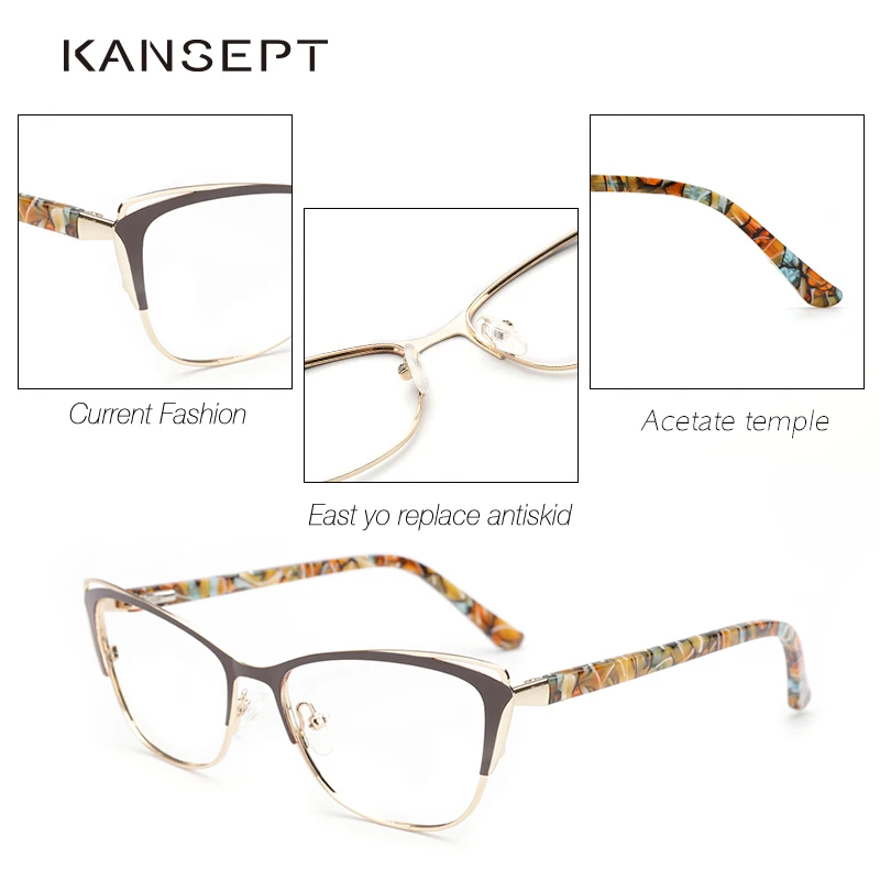 Metal Women Fashion Cat Eye Frame Optical Glasses Frames Retro Eyeglasses Transparent Computer Glasses For Women