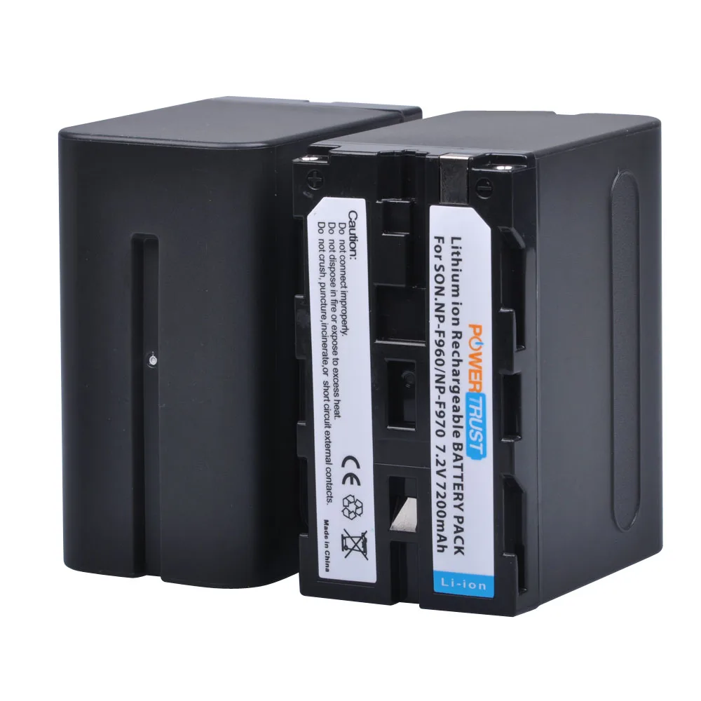 2Pcs PowerTrust 7200mAh NP-F960 NP-F970 Battery NP F970 NP F960 Camcorder batteries for Sony NP-F550 F770 F750 F960 F970