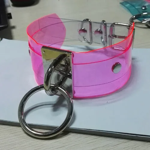 100% Handmade Clear Vinyl Choker Pink Purple Harajuku Cute Kawaii Layered O Round PVC Collar Necklace