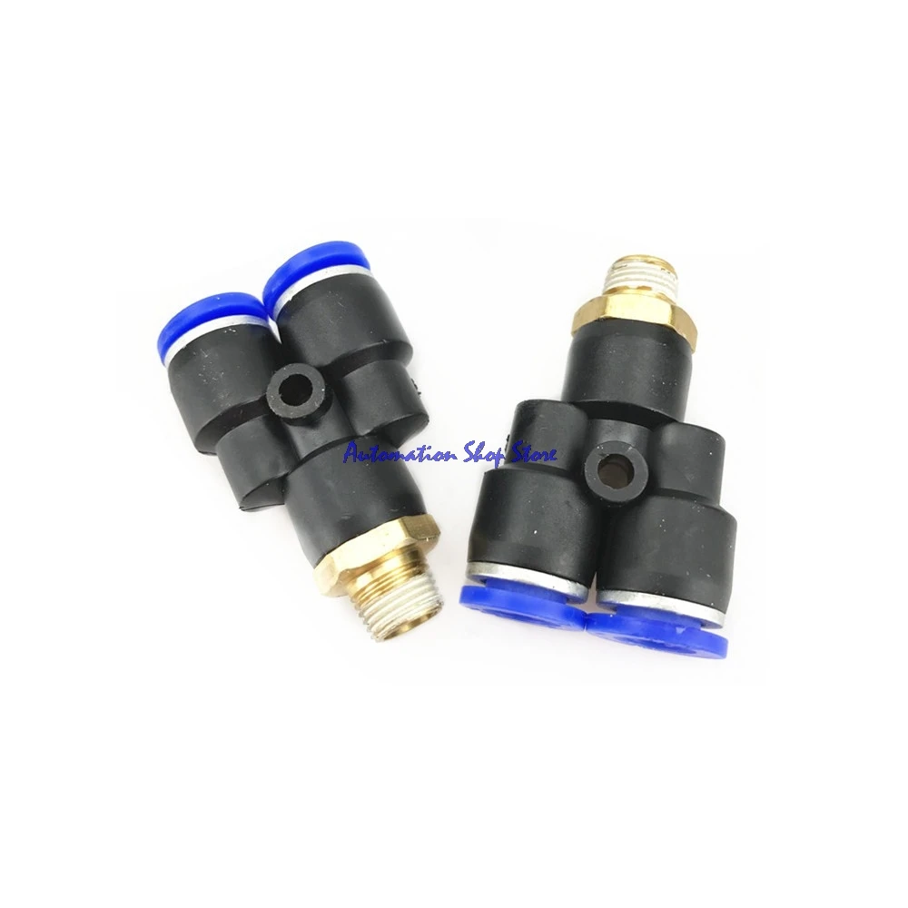 5Pcs Pneumatic Fitting Hose Connector to Male thread PX-4 6 8 10 12mm Tube Push In Y Shaped Tee Air Coupler