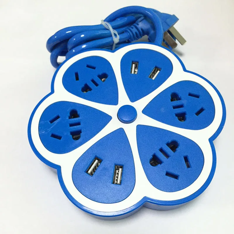 

Intelligent Petal-Shaped Socket USB Power Board Socket Plug 4 USB Port Charger 1.8M Extension Cable Multi-Function Switch Socket