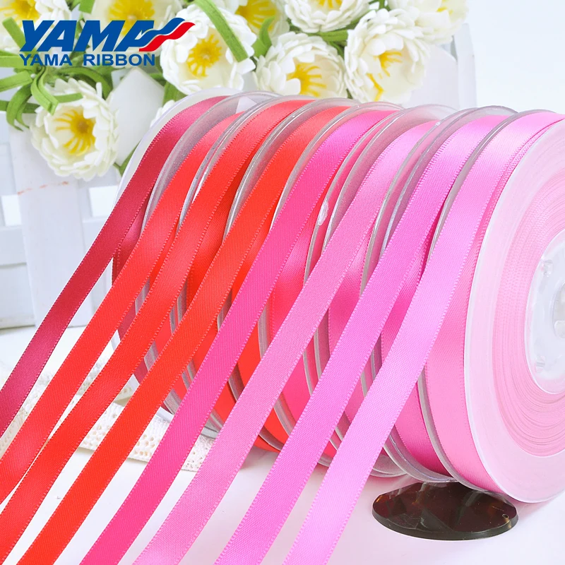 YAMA 25 28 32 38 mm 100yards/lot Double Face Satin Ribbon Light and Dark Red for Party Wedding Decoration Handmade Rose Ribbons